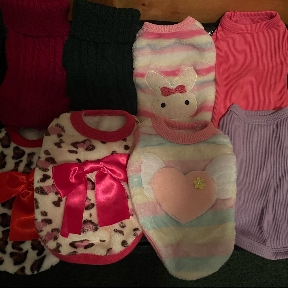 Cute Pastel Bunny & Heart Plush Dog Sweater - Pink/Multicolor